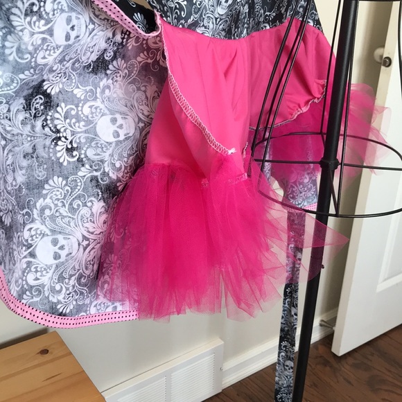 Pink and black skulls Apron. Rockabilly, Burlesque, 50s pin-up, goth - Picture 7 of 11